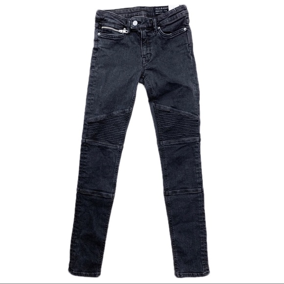 ALL SAINTS Washed Black Biker Fit Skinny Jeans 25 - Picture 5 of 13